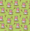 Pattern with cartoon cow and flower Royalty Free Stock Photo